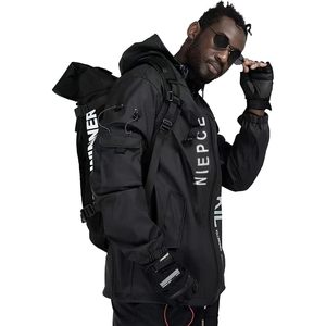 เสื้อแจ็คเก็ตกันลม FOXA Techwear สำหรับผู้ชาย รุ่น PU สำหรับฤดูใบไม้ร่วง สไตล์สตรีทแวร์ - Product Image 3