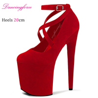 Escarpins de mariée à talons aiguilles de 20 cm de haute qualité, à brides croisées, sexy, pour boîte de nuit, talons fins, chaussures à plateforme pour femmes