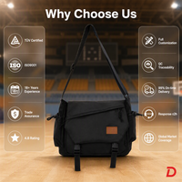 Sac messager sport personnalisé avec rabat à boucle, poche diagonale zippée, compartiment latéral à cordon de serrage, sangle en nylon réglable, OEM ODM