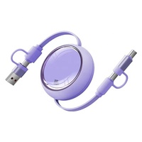 Câbles de téléphone multifonctionnels Type-C 100W 4-en-1 à charge rapide, rétractables, en PVC tressé, 1M, personnalisables avec logo en cuivre pur