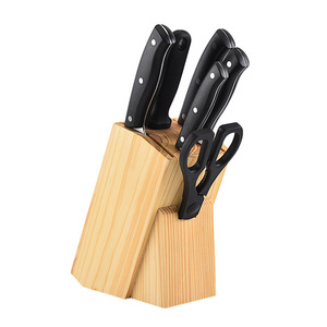 Kitchen storage rack pine wood display knife stand tool holder box universal wooden knife block with kitchen knife set