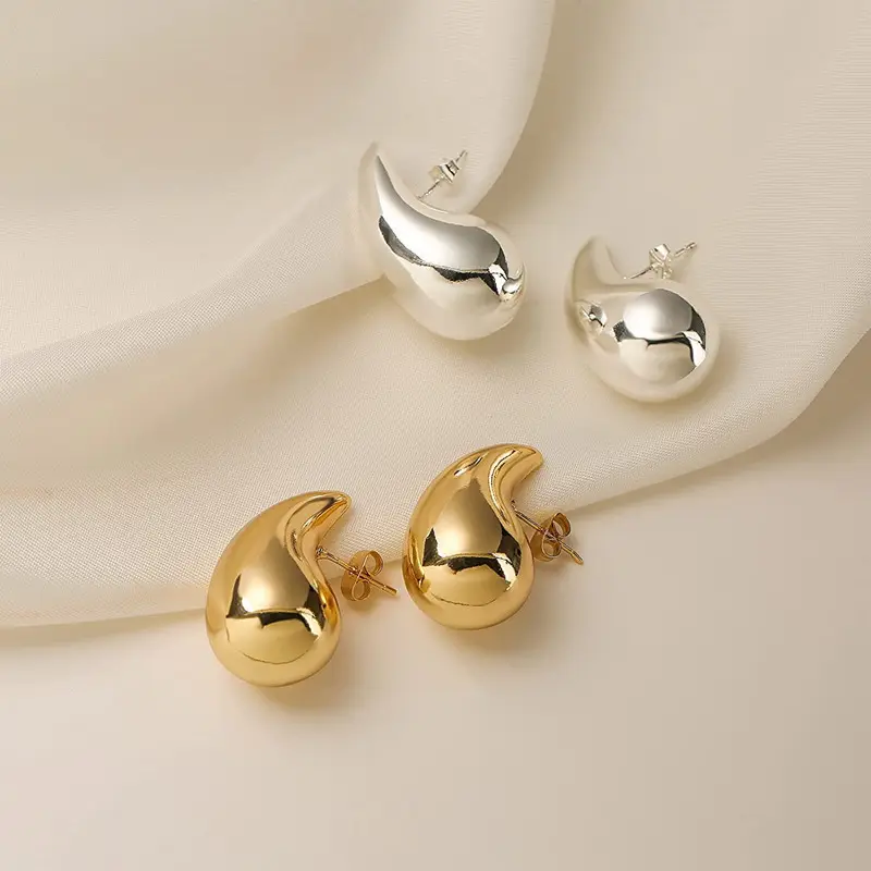 Simple Water Drop BV Earrings Fashion Versatile Roman Court Style Lightweight Teardrop High gloss Earrings