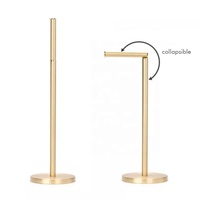 Support de rouleau de papier toilette pliable moderne autoportant en acier inoxydable doré brossé
