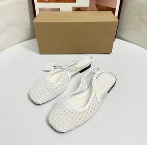 Sandalias Planas de Malla con Punta Cerrada, Estilo Coreano, para Mujer, Verano 2025, Suela de Goma, Diseño sin Talón - Product Image 3