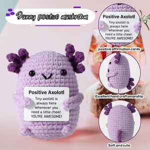 Apoyo emocional púrpura positivo Axolotl <span class=keywords><strong>Crochet</strong></span> Mini juguete de peluche lindo inspirador para regalo de muñeca de punto edificante - Product Image 4