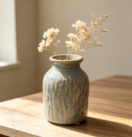Petit vase en céramique vintage avec glaçure dégradée, bouteille diffuseur de parfum pour la décoration de la chambre et de la salle de bain