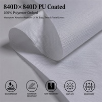 Tissu tissé 100% polyester blanc enduit PU, résistant à l'eau, à l'abrasion et aux UV, 840Dx840D, pour chaussures et sacs d'extérieur
