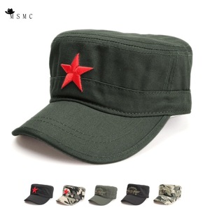 Gorra militar táctica de algodón transpirable con bordado de estrella roja, sombrero de protección solar para exteriores, unisex para adultos - Product Image 5