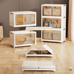 8094-4 Standard prix de gros <span class=keywords><strong>portable</strong></span> pliable clair armoire collations poupée articles divers boîte de rangement en plastique avec roues de couvercle - Product Image 4