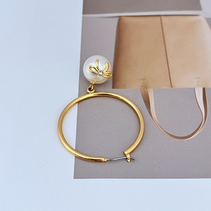 Nuevos pendientes colgantes de perlas de lujo, pendientes de aro para caballeros con lazo de amor, joyería fina de alta calidad de moda religiosa de circón - Product Image 2