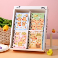 A7 Mini Spiralblock Niedlicher Butterbär Cartoon Liniertes Taschennotizbuch 80 Blatt 80g/m² Kawaii Schreibwaren für Kinder und Schüler