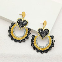 Boucles d'oreilles pendantes bohèmes en forme de cœur et de fleur, ornées de perles, pour femmes, idéales pour les soirées estivales, vente en gros, tendance