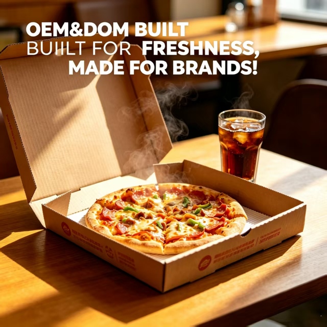 Personalized Reusable Waterproof Kraft Paper Eco-Friendly Customizable Carton with Flexo Print Pizza Box