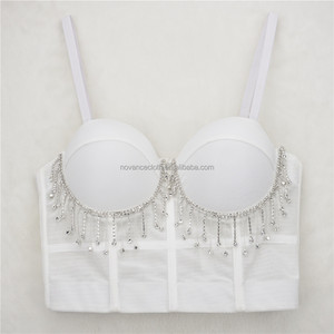 NOVANCE Tops <span class=keywords><strong>De</strong></span> Mujer <span class=keywords><strong>De</strong></span> <span class=keywords><strong>Moda</strong></span> <span class=keywords><strong>2022</strong></span> Sexy Hot Girls Tirantes Diamond Fringed White <span class=keywords><strong>Crop</strong></span> <span class=keywords><strong>Top</strong></span> Short Slim Camisoles - Product Image 5