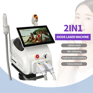 Machine laser multifonctionnelle à double système, prix d'usine, certifiée CE, refroidissement par glace, épilation indolore, élimination des tatouages - Product Image 1