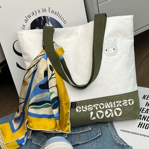 Gahumi 2025 logotipo impreso personalizado más de moda pequeño Tyvek Tote bolsas de compras bien diseñado lienzo Tyvek Tamaño del bolso - Product Image 3