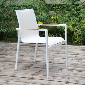 Ensemble de meubles de patio extérieur en aluminium moderne, <span class=keywords><strong>table</strong></span> et chaises de <span class=keywords><strong>jardin</strong></span> pour restaurant, école, café, maison et pelouse, <span class=keywords><strong>couleur</strong></span> blanche - Product Image 4