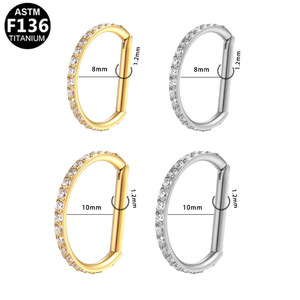 Anneau de nez en alliage de titane en forme de D avec zircone G23, bijou de piercing tendance pour usage quotidien - Product Image 3