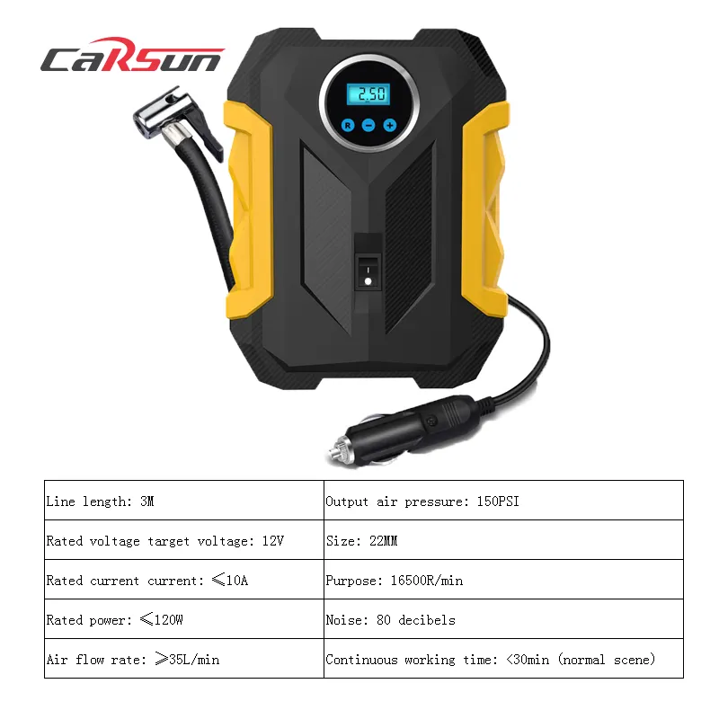CARSUN سيارة مضخة هواء 12v ذكي شاشة ديجيتال السيارات الأجهزة سريع نفخ المحمولة سيارة مضخة نفخ