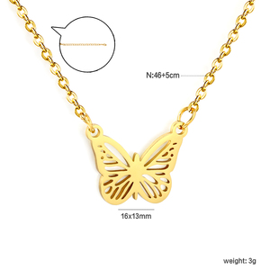 Collier papillon en acier inoxydable plaqué or imperméable avec pendentif découpé et chaîne à maillons pour femme - Product Image 5