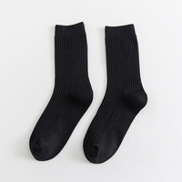 Jingwen Chaussettes en coton Chaussettes élastiques pour hommes de couleur unie