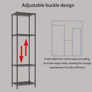 ชั้นวางของเหล็กปรับระดับได้6เส้นสำหรับซักผ้าห้องน้ำห้องครัวตู้กับข้าว16.7L x 11.9W x 64H สีเงิน" - Product Image 6