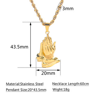 Collier avec pendentif personnalisé en acier inoxydable représentant des mains en prière, Jésus chrétien, pour la prière, la foi, cadeau spirituel - Product Image 6
