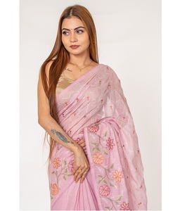 Sari de Diseño Color Malva con Bordado Floral de Kota Tussar para Mujer, Ideal para Festivales, Bodas y Celebraciones Culturales - Product Image 1