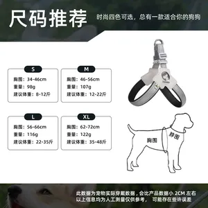 カスタマイズ可能な小型高級犬用リードとハーネスセット、パーソナライズされた反射素材入りパッド入りリバーシブル、ポリエステル製、シンプルでおしゃれ - Product Image 2