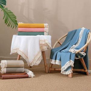 Tassel Fringe Trim <strong>Baby</strong> Gauze Quilt <strong>Muslin</strong> Cotton Newborn Toddler Infant <strong>Baby</strong> Boy/<strong>girl</strong> Blanket With Tassel Ruffle Swaddles - Product Image 2