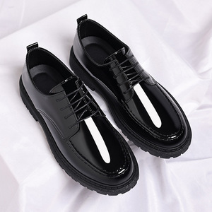 Zapatos Oxford de Vestir para Hombre, de Piel Sintética, con Punta Redonda, con Cordones, que Aumentan la Estatura, para Oficina, Carrera, Todas las Temporadas, Color Sólido, Suela de Goma - Product Image 3