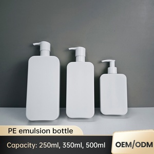 Bouteille carrée en PE Jieting en gros de 250 ml, 350 ml, 500 ml avec impression sérigraphiée et pulvérisateur à pompe pour lotion et gel douche - Product Image 1