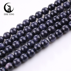 Zhe Ying 6/8/10mm pas cher bleu sable pierre perles rondes Bracelet perles de pierre pour la fabrication de bijoux bleu bleu sable perles de pierre - Product Image 4
