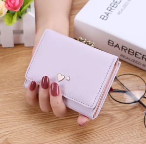 Portefeuille court pour étudiants en cuir PU minimaliste fantaisie de couleur unie avec rivets, petit porte-monnaie mignon pour filles - Product Image 5