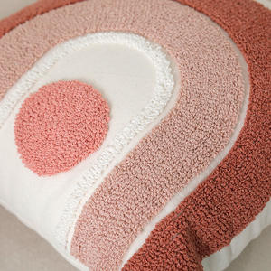 Hemo Decorative Throw Pillow Pink <b>Rectangle</b> Minimalist Design Washable <b>Cushion</b> <b>Cover</b> With Tassels For Living Room Sofa Bedside - Product Image 4