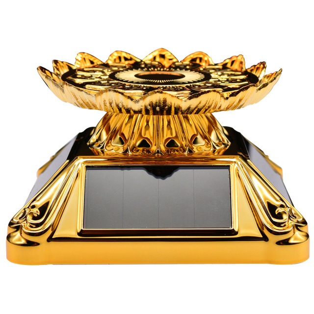 Acrylic Plastic Lotus Tray LED Light 360 Degree Jewelry Display Rack Rotating Turntable Lotus Solar Powered Display Stand