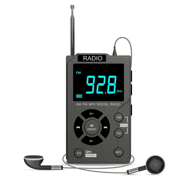 Mini alto-falante transmissor pequeno AM/FM/MP3 portátil Walkman melhor rádio MP3 FM