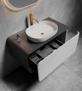 <span class=keywords><strong>GODI</strong></span> moderno elegante de alta gama de lujo montado en la pared baño tocador gabinete laca puerta Panel espejo para baño de Hotel suizo - Product Image 2