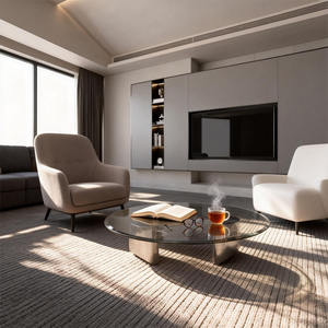 <span class=keywords><strong>Mesa</strong></span> de Centro Minimalista <span class=keywords><strong>Redonda</strong></span> de Vidrio Negro Transparente para Sala de Estar, Juego de <span class=keywords><strong>Mesa</strong></span> de Centro con Patas Plateadas, <span class=keywords><strong>Mesa</strong></span> de Centro Trípode - Product Image 1