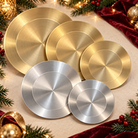 Plateau rond en métal doré brossé pour bougies, idéal pour la décoration de table de Noël, couronnes et mariages