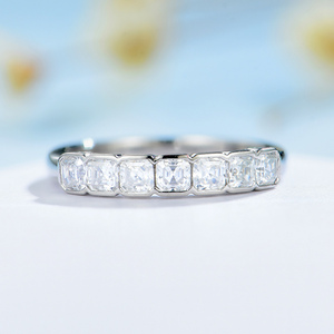 Anillos de oro rosa de 10K, 14K y 18K con piedras preciosas para mujer, personalizados con corte Asscher, anillo de compromiso de moissanita, joyería fina. - Product Image 4