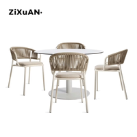 Tables et chaises de salle à manger d'extérieur modernes, design simple et décontracté pour café et bar, imperméables et résistantes aux UV, pour balcons