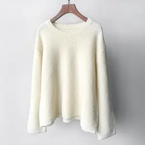 Pull-over en laine d'alpaga pour femmes personnalisé Pull uni en laine biologique tricoté