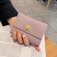 Tas Kartu Mini dompet koin kompak eksplosif produk baru merah jaring mewah penutup kancing PU dompet semua dalam satu