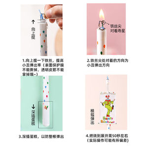 Bougies d'anniversaire coréennes créatives en forme de clown, cylindriques, en paraffine et ABS, pour la décoration de gâteaux et de fêtes - Product Image 4