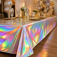 Nappe en PEVA imperméable, multicolore, holographique, jetable, rectangulaire, en plastique, pour réceptions de cocktails