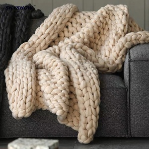 Couverture géante en laine mérinos ou en acrylique, pour bébé et adulte, tricotée à la main, 100% - Product Image 6