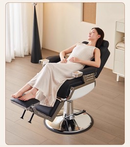 Fauteuil de Barbier Hydraulique de Luxe Rétro pour Salon de Coiffure, Inclinable, pour Coupe de Cheveux, Toilettage et Massage, en Cuir, Idéal pour Usage en Salle de Sport - Product Image 5