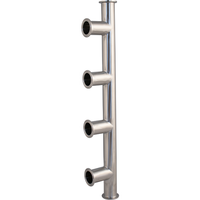 Collecteur de refroidissement liquide sanitaire en acier inoxydable à raccordement Tri-Clamp avec connexion TC ou filetée