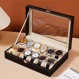Logotipo personalizado 6 12 24 ranuras de lujo Pu cuero regalo embalaje reloj joyería caja de almacenamiento negro solo reloj caja de exhibición - Product Image 2